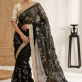 Elegant Black Fendy Satin Silk Mono Banglory Silk Saree for Women