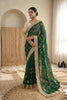 Graceful Dark Green Organza Saree Embroidery Border for Women