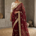 Stylish Maroon Fendy Satin Silk Mono Banglory Silk Saree for Women