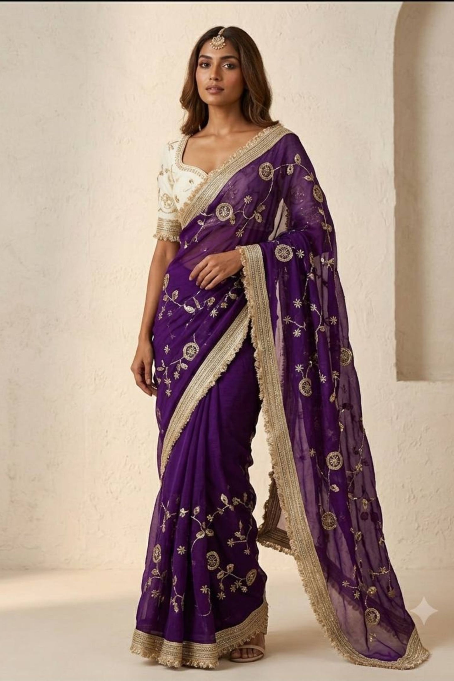 Vibrant Purple Fendy Satin Silk Mono Banglory Silk Saree for Women