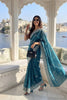 Royal Teal Blue Fendy Chiffon Silk Saree Embroidery Cutwork for Women
