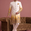 Elegant Cream Embroidered Designer Indo Western Suit for Men with Elephant Motif Work