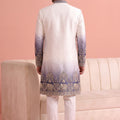 Stylish White and Blue Embroidered Designer Indo Western Suit for Men with Elephant Motif Work