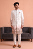 Excellent White Embroidered Designer Indo Western Suit for Men with Elephant Motif Work