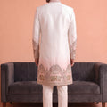 Excellent White Embroidered Designer Indo Western Suit for Men with Elephant Motif Work