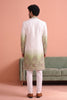 Stunning White and Green Embroidered Designer Indo Western Suit for Men with Elephant Motif Work