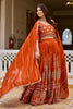 Elegant Orange Vichitra Silk Embroidered Designer Lehenga Choli Set with Dupatta for Wedding