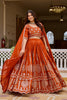 Elegant Orange Vichitra Silk Embroidered Designer Lehenga Choli Set with Dupatta for Wedding