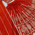 Elegant Orange Vichitra Silk Embroidered Designer Lehenga Choli Set with Dupatta for Wedding