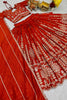 Elegant Orange Vichitra Silk Embroidered Designer Lehenga Choli Set with Dupatta for Wedding