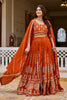 Elegant Orange Vichitra Silk Embroidered Designer Lehenga Choli Set with Dupatta for Wedding