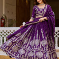 Stylish Purple Vichitra Silk Embroidered Designer Lehenga Choli Set with Dupatta for Wedding