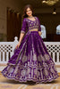 Stylish Purple Vichitra Silk Embroidered Designer Lehenga Choli Set with Dupatta for Wedding