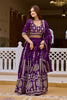 Stylish Purple Vichitra Silk Embroidered Designer Lehenga Choli Set with Dupatta for Wedding