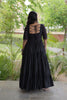Elegant Black Cotton Mirror Work Designer Gown for Women with Flared Tiered Skirt