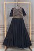 Elegant Black Cotton Mirror Work Designer Gown for Women with Flared Tiered Skirt