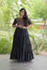 Elegant Black Cotton Mirror Work Designer Gown for Women with Flared Tiered Skirt