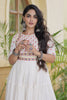 Wonderful White Cotton Mirror Work Designer Gown for Women with Flared Tiered Skirt