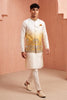 Elegant White Embroidered Designer Indo Western Suit with Koti for Men