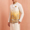 Elegant White Embroidered Designer Indo Western Suit with Koti for Men