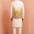 Elegant White Embroidered Designer Indo Western Suit with Koti for Men