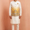 Elegant White Embroidered Designer Indo Western Suit with Koti for Men