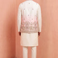 Charming White and Pink Embroidered Designer Indo Western Suit with Koti for Men