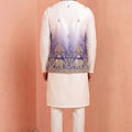 Admirable White and Purple Embroidered Designer Indo Western Suit with Koti for Men