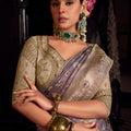 Stylish Lavender Pure Viscose Embroidered Work Saree for Women