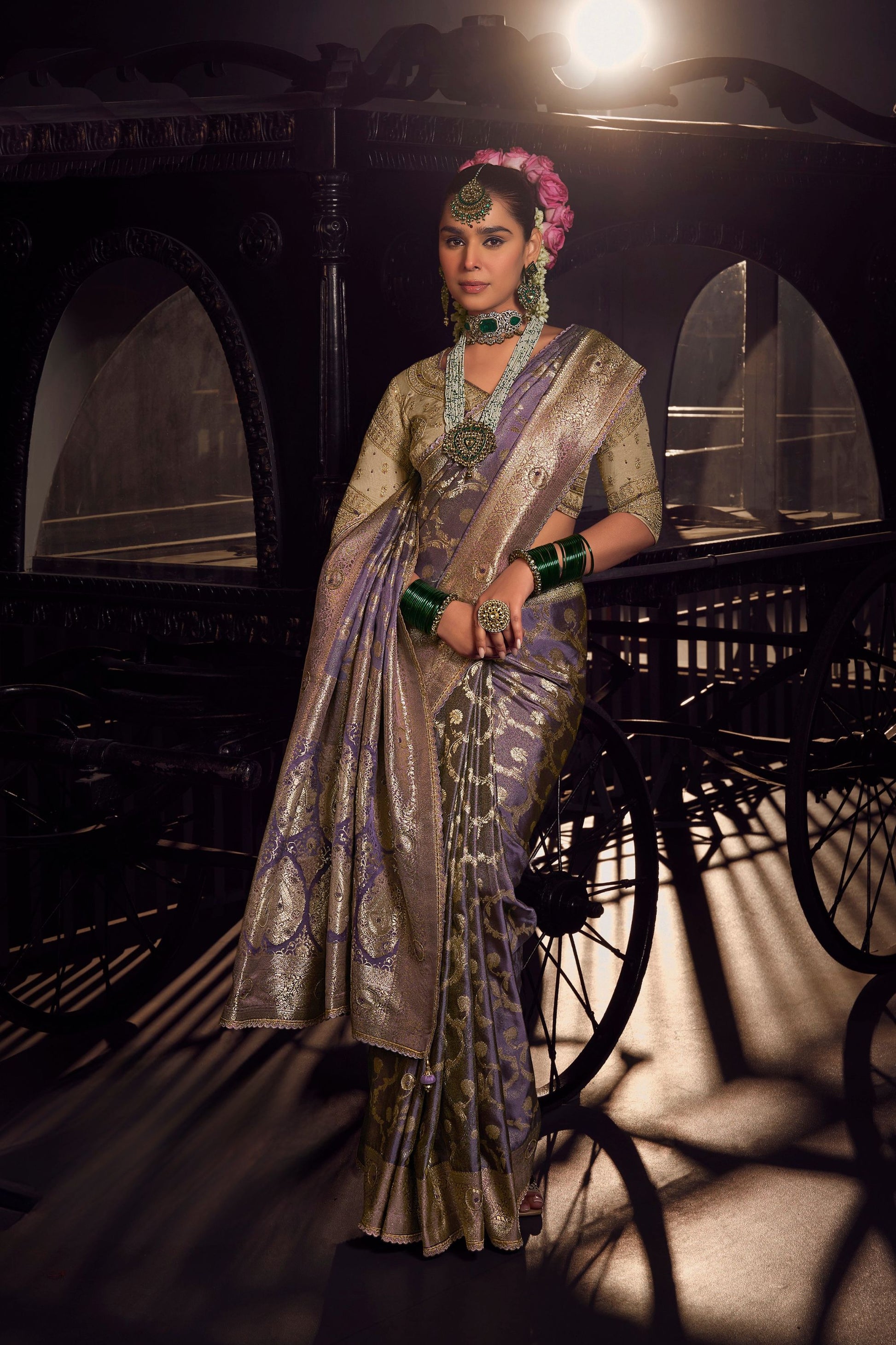 Stylish Lavender Pure Viscose Embroidered Work Saree for Women