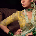 Royal Teal Green Pure Viscose Embroidered Work Designer Saree for Women
