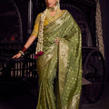 Graceful Olive Green Pure Viscose Designer Saree for Women