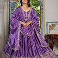 Elegant Purple Chinon Silk Embroidered Designer Lehenga Choli with Dupatta for Women
