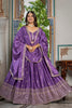 Elegant Purple Chinon Silk Embroidered Designer Lehenga Choli with Dupatta for Women