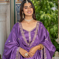 Elegant Purple Chinon Silk Embroidered Designer Lehenga Choli with Dupatta for Women