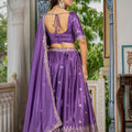 Elegant Purple Chinon Silk Embroidered Designer Lehenga Choli with Dupatta for Women