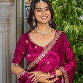 Stunning Magenta Chinon Silk Embroidered Designer Lehenga Choli with Dupatta for Women