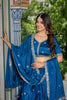 Perfect Teal Blue Chinon Silk Embroidered Designer Lehenga Choli with Dupatta for Women