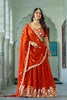 Vibrant Orange Faux Georgette Embroidered Designer Lehenga Choli with Dupatta for Women
