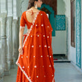 Vibrant Orange Faux Georgette Embroidered Designer Lehenga Choli with Dupatta for Women