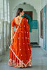 Vibrant Orange Faux Georgette Embroidered Designer Lehenga Choli with Dupatta for Women