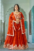 Vibrant Orange Faux Georgette Embroidered Designer Lehenga Choli with Dupatta for Women