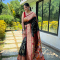 Elegant Black Pure Soft Paithani Silk Saree with Zari Work for Women