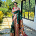 Graceful Teal Green Pure Soft Paithani Silk Saree Zari Work for Women