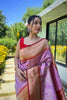 Stylish Lavender Pure Soft Paithani Silk Saree Zari Work for Women