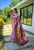 Stylish Lavender Pure Soft Paithani Silk Saree Zari Work for Women