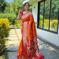 Vibrant Orange Pure Soft Paithani Silk Saree Zari Work for Women