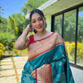 Royal Teal Blue Pure Soft Paithani Silk Saree Zari Work for Women
