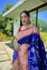 Royal Blue Pure Soft Paithani Silk Saree Zari Work for Women