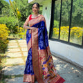 Royal Blue Pure Soft Paithani Silk Saree Zari Work for Women